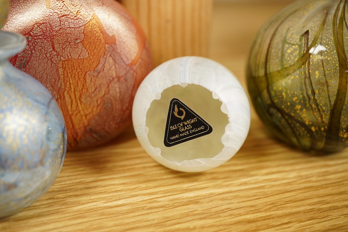 A collection of thirteen Isle of Wight scent bottles, tallest 15cm